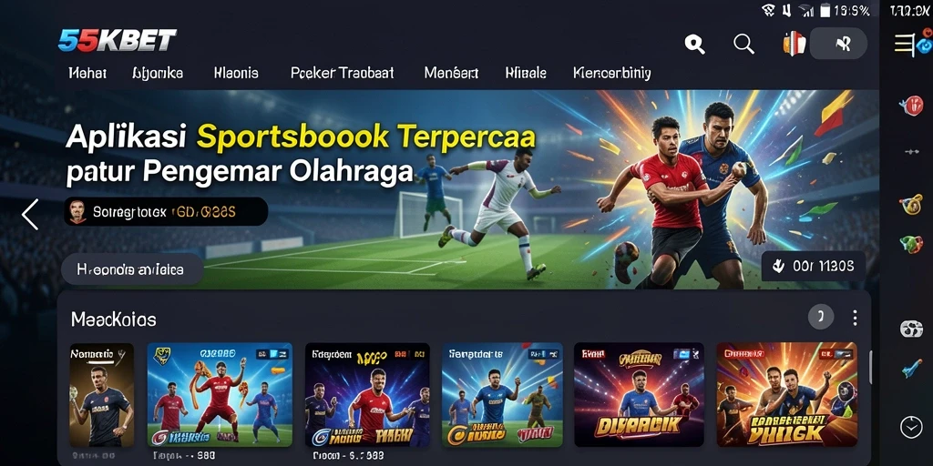Tampilan antarmuka pengguna aplikasi 55KBET yang menarik.