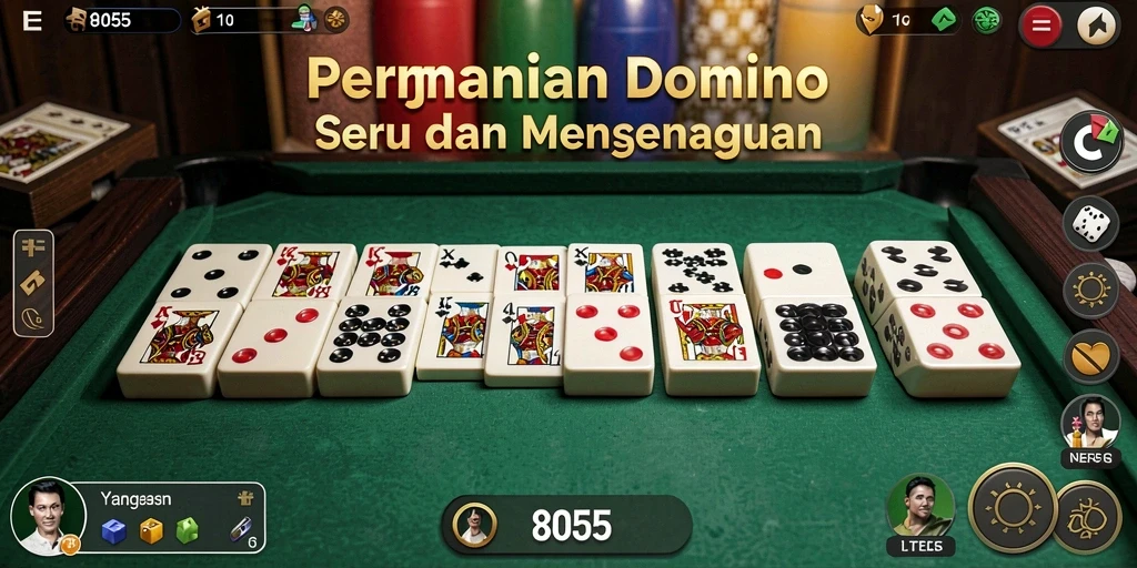 Screenshot menampilkan gameplay seru dari game Domino 8055.