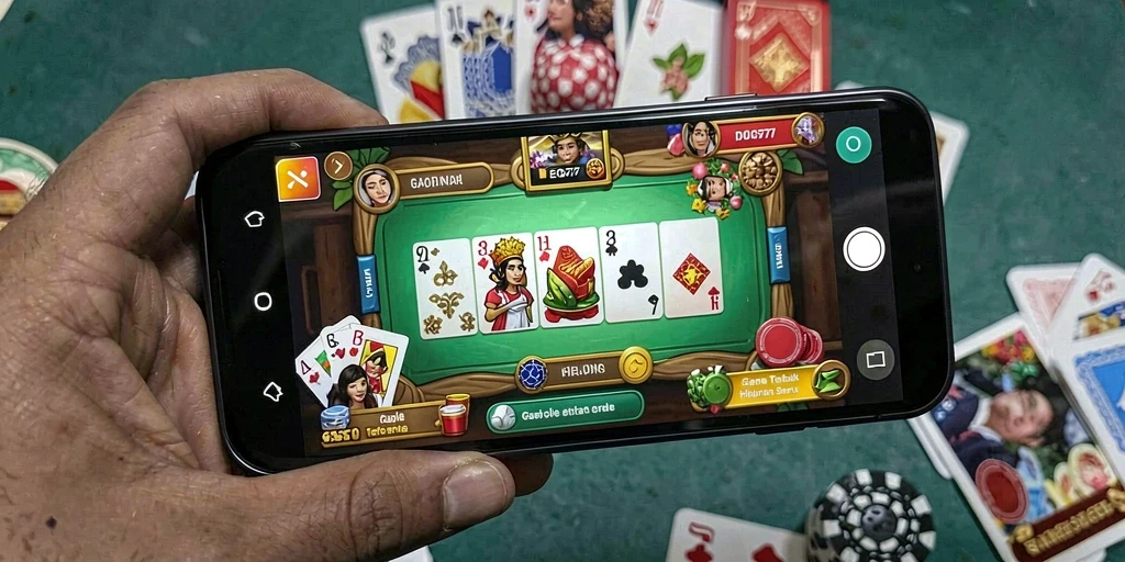 Screenshot gameplay Gaple di EOS77 menampilkan keseruan bermain kartu.