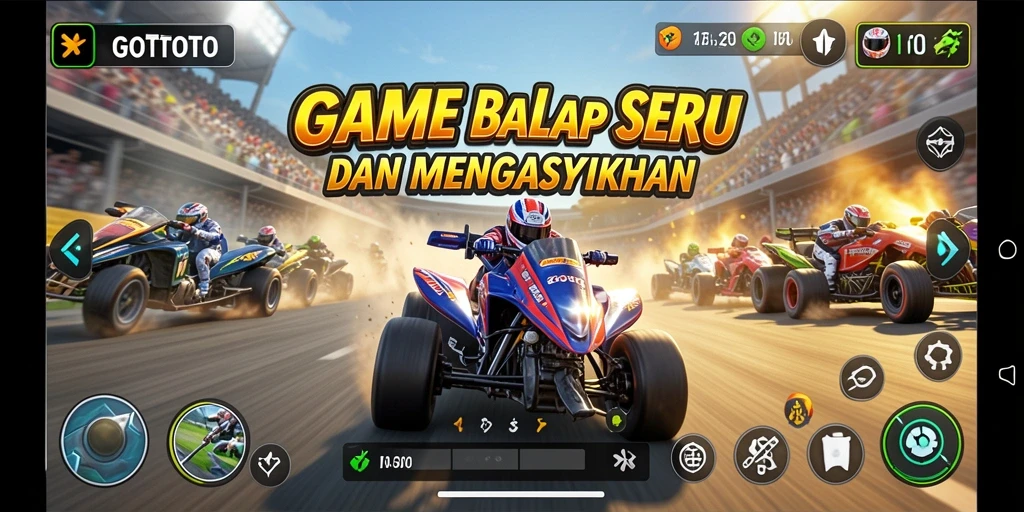 Gameplay balap intens di GOTOTO dengan grafis menawan.