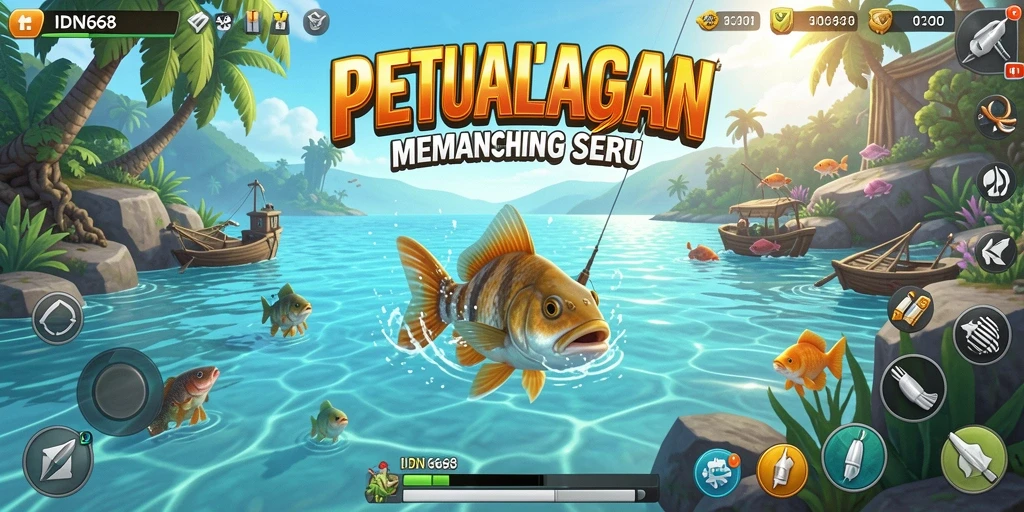 Tampilan gameplay menarik dengan suasana memancing yang realistis.