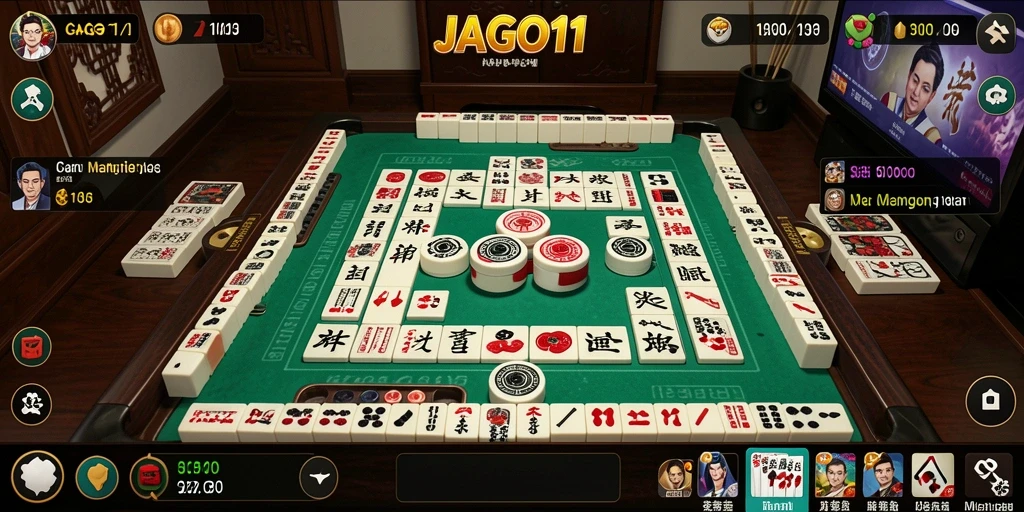 Tampilan menarik dari gameplay JAGO11 dengan grafis Mahjong yang memukau.