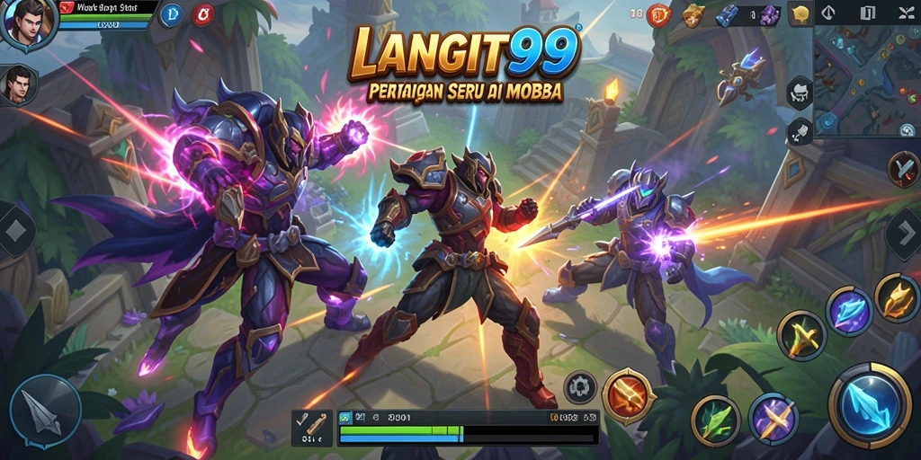 Tampilan gameplay yang epik dari LANGIT99 saat pertarungan berlangsung.