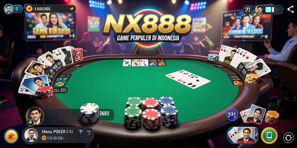 Tampilan gameplay Poker yang seru dan menegangkan di NX888.