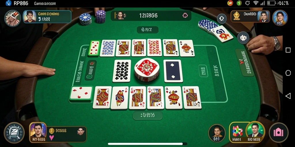 Screenshot gameplay RP886 menampilkan aksi seru permainan Domino.