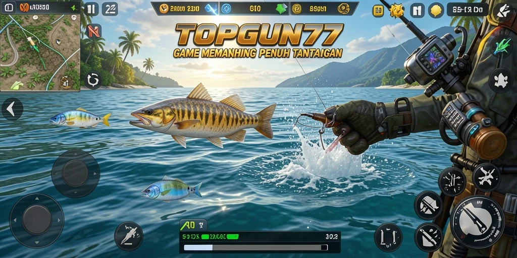 Tangkapan ikan yang besar dan beragam dalam gameplay TOPGUN77.