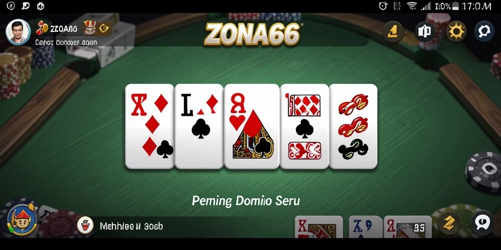 Screenshot ZONA66 menunjukkan gameplay menegangkan dalam permainan Domino.